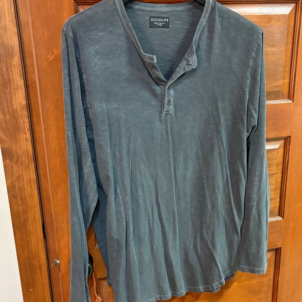 Goodlife Men's Long Sleeve Henley - Charcoal